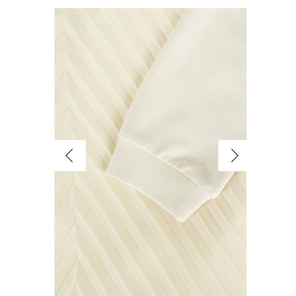 Escada Sport Ivory Midi Dress Sz 44 3/4 Sleeve Striped Minimalist Chic - Picture 11 of 12